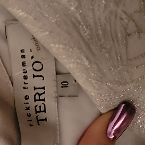 Teri Jon One-Shoulder Silver Wedding Dress - Picture 4 of 5